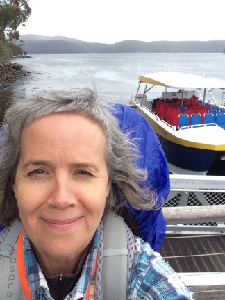 Selfie before I get on the Tasmanian ferry for the Three Capes Track walk